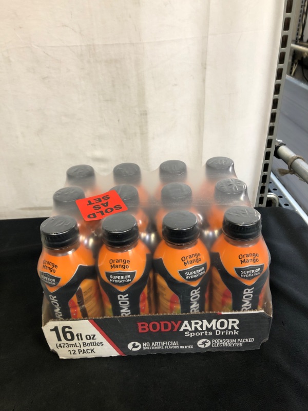 Photo 2 of BODYARMOR Sports Drink Sports Beverage, Orange Mango, Natural Flavors With Vitamins, Potassium-Packed Electrolytes, No Preservatives, Perfect For Athletes, 16 Fl Oz (Pack of 12)
, EXP UNKNOWN 