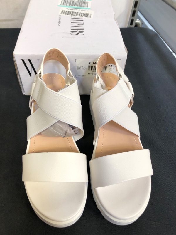 Photo 2 of DREAM PAIRS Women’s Open Toe Ankle Strap Platform Wedge Sandals CHARLIE-5 WHITE Size 7
