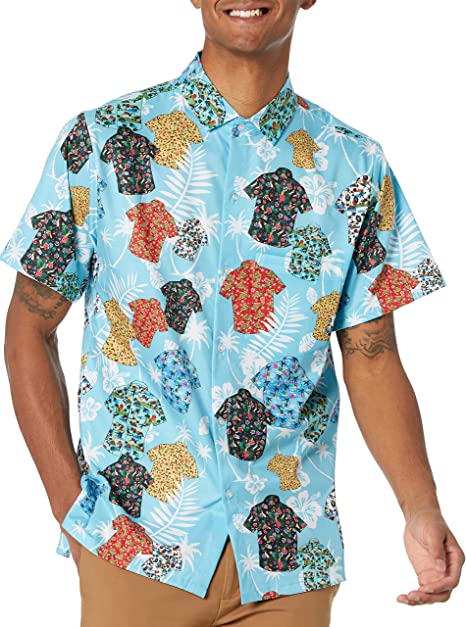 Photo 1 of Funny Guy Mugs Men's Hawaiian Print Button Down Short Sleeve Shirts
, SIZE XL 