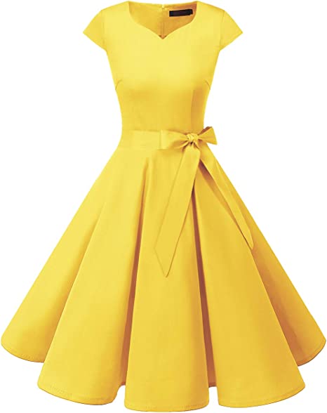 Photo 1 of DRESSTELLS Women's Vintage Tea Dress Prom Swing Cocktail Party Dress with Cap-Sleeves
, SIZE XL 