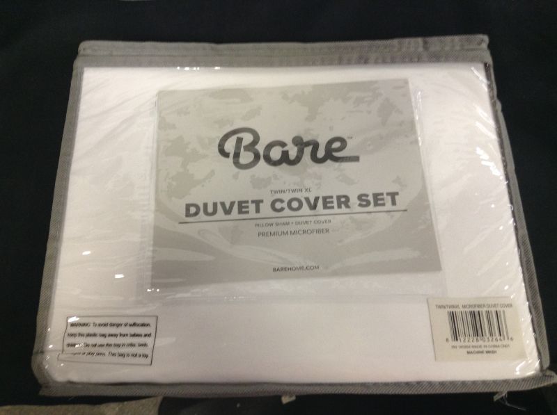 Photo 2 of Bare Home Luxury Duvet Cover and Sham Set, Ultra-Soft Microfiber, Twin/Twin XL, White, 2-Pieces
