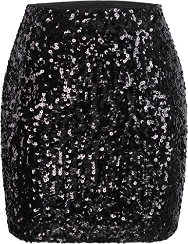 Photo 1 of MANER Women's Sequin Skirt Sparkle Stretchy Bodycon Mini Skirts Night Out Party
Size: XL
