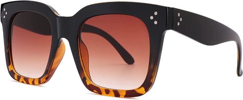 Photo 1 of BOURYO Retro Oversized Square Sunglasses for Women Flat Lens Sun Glasses Gradient Shades UV400
