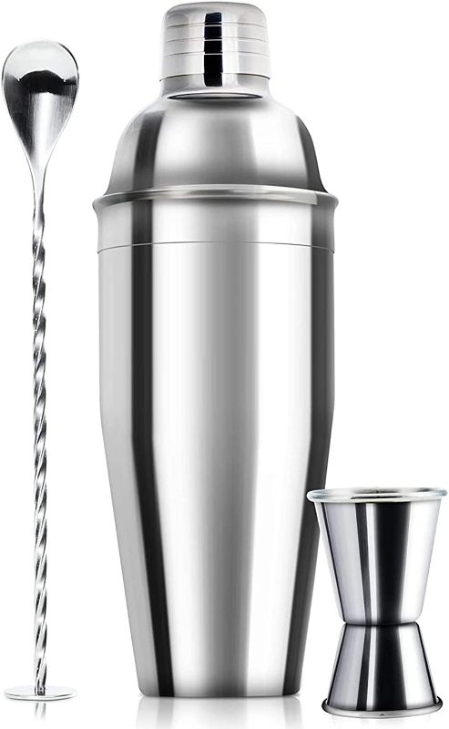 Photo 1 of 24oz Cocktail Shaker Bar Set - Professional Margarita Mixer Drink Shaker and Measuring Jigger & Mixing Spoon Set - Professional Stainless Steel Bar Tools Built-in Bartender Strainer for Martini Kit
