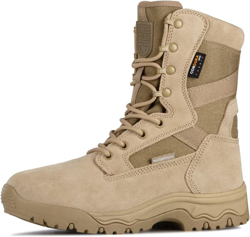 Photo 1 of FREE SOLDIER Men’s Tactical Boots 8 Inches Lightweight Combat Boots Durable Suede Leather Military Work Boots Desert Boots
Size: 11