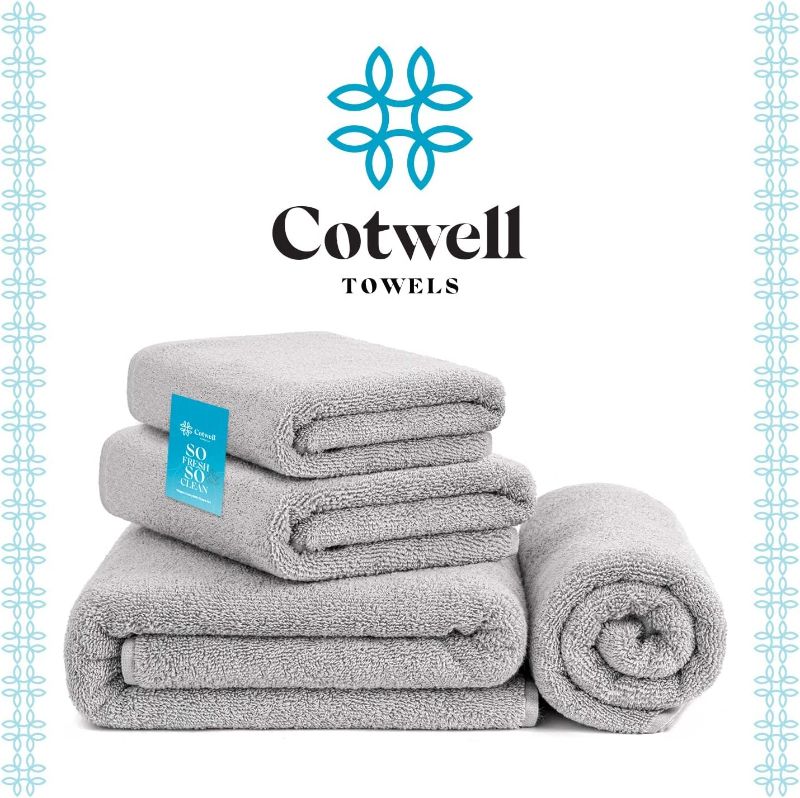 Photo 2 of Cotwell Luxury Bath Towels Set - 700gsm Premium Hotel & Spa Quality Grey Towels - Decorative Bathroom Towels Gray -100% Ring Spun Turkish Cotton (Gray, 4pcs Bath Towels)