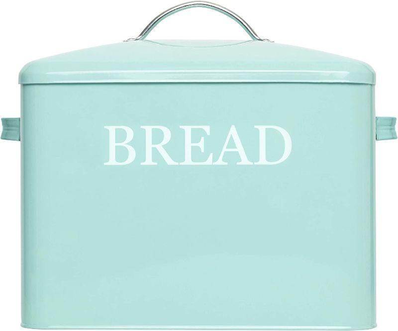 Photo 1 of Extra Large Bread Box Teal - Bread Boxes For Kitchen Counter Holds 2+ Loaves For All Your Bread Storage - Bread Container Counter Organizer To Suit Farmhouse Kitchen Decor, Vintage Kitchen, Rustic (TEAL)