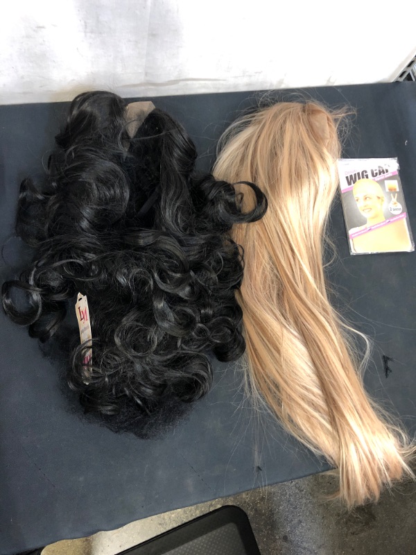 Photo 1 of ***WIG SPECIAL***
2 LACE FRONT WIGS, 1 BLONDE 22" W HIGH & LOW LIGHTS, 1 DARK BROWN/BLACK 16" W/ CURLS AND CURTAIN BANGS
***SOLD AS IS***
-REAL HUMAN HAIR UNKNOWN-