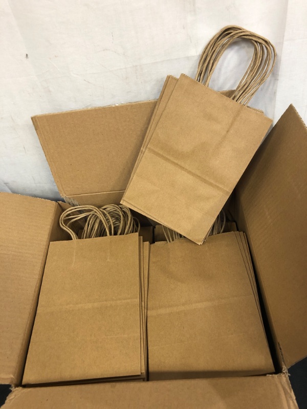 Photo 3 of BagDream Small Gift Bags 100Pcs 5.25x3.75x8 Inches Kraft Gift Paper Bags with Handles Bulk, Paper Shopping Bags, Birthday Wedding Party Favor Bags, Brown Gift Bags for Craft Takeouts Business, COLOR BROWN