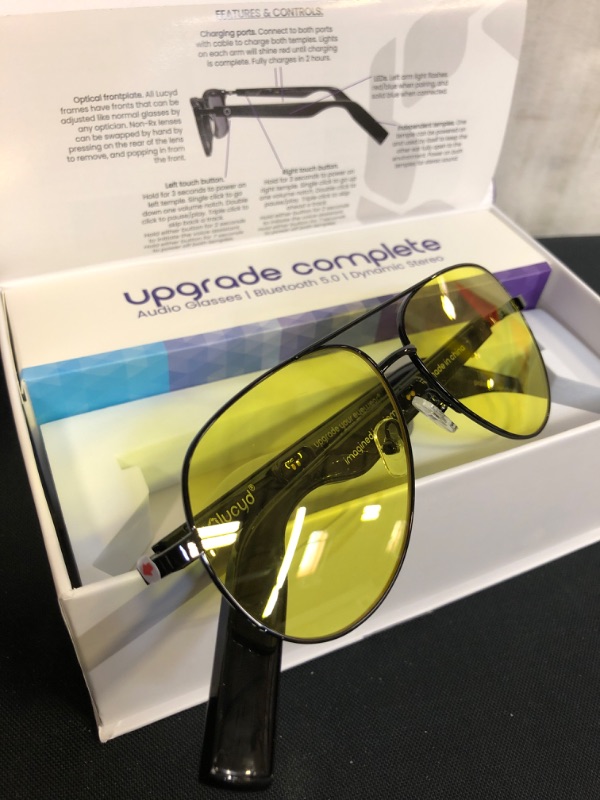 Photo 1 of Lucyd Lyte Bluetooth Smart Audio Sunglasses. Wireless Headphones. Built-In Mic. YELLOW SHADES  AVIATOR STYLE