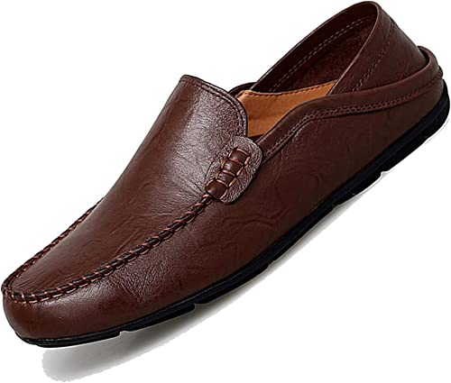 Photo 1 of Go Tour Men's Premium Genuine Leather Casual Slip on Loafers Breathable Driving Shoes Fashion Slipper, COLOR DARK BROWN , SIZE 10.5