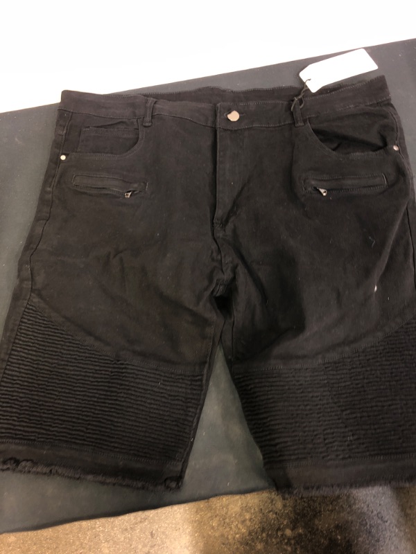 Photo 2 of Chouyatou Men's Cool Stylish Wrinkle Performance Slim Ripped Denim Shorts, COLOR BLACK, SIZE 42 