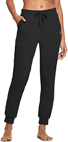 Photo 1 of BALEAF Women's Sweatpants Joggers Cotton Yoga Lounge Sweat Pants Casual Running Tapered Pants with Pockets. COLOR BLACK, SIZE SMALL 