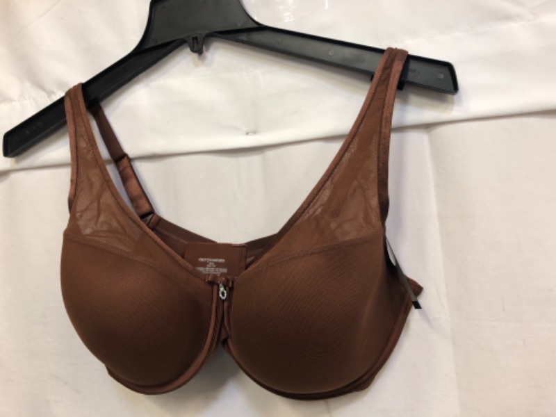 Photo 3 of Curvy Couture Women's Sheer Mesh Plunge T-Shirt Bra, COLOR CHOCOLATE, SIZE 34G