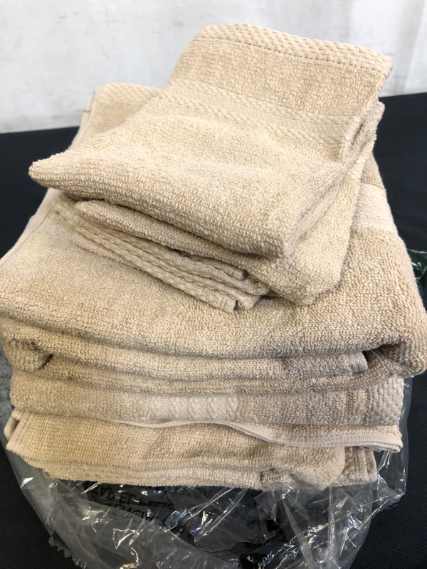 Photo 1 of BEIGE TOWEL SET BY GLAMBURG HOME FASHION, INCLUDES: 2 TOWELS, 2 HAND TOWELS, & 4 WASHCLOTHS 