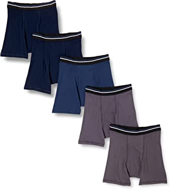 Photo 1 of Amazon Essentials Men's Tag-Free Boxer Briefs, 5 PIECES, COLORS:CHARCOAL, DARK BLUE, DARK NAVY,  SIZE XXL