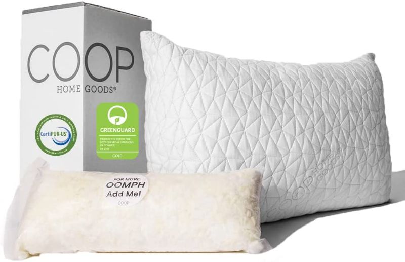 Photo 1 of Coop Home Goods Original Loft Pillow Queen Size Bed Pillows for Sleeping - Adjustable Cross Cut Memory Foam Pillows - Medium Firm Back, Stomach and Side Sleeper Pillow - CertiPUR-US/GREENGUARD Gold
