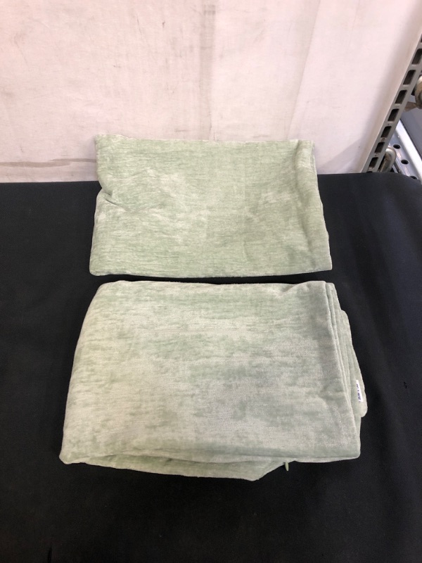 Photo 2 of 2PC LIGHT GREEN VELVET PILLOW CASES, SIZE 21" X 21" 