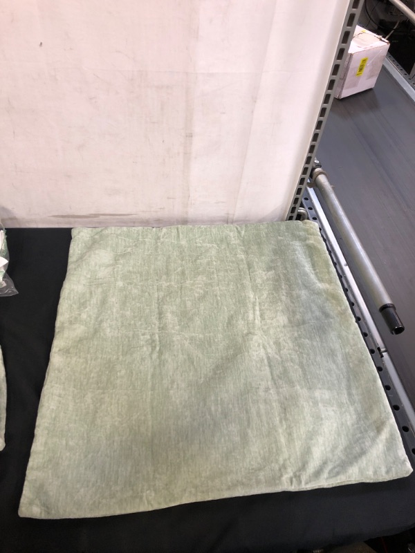 Photo 1 of 2PC LIGHT GREEN VELVET PILLOW CASES, SIZE 21" X 21" 