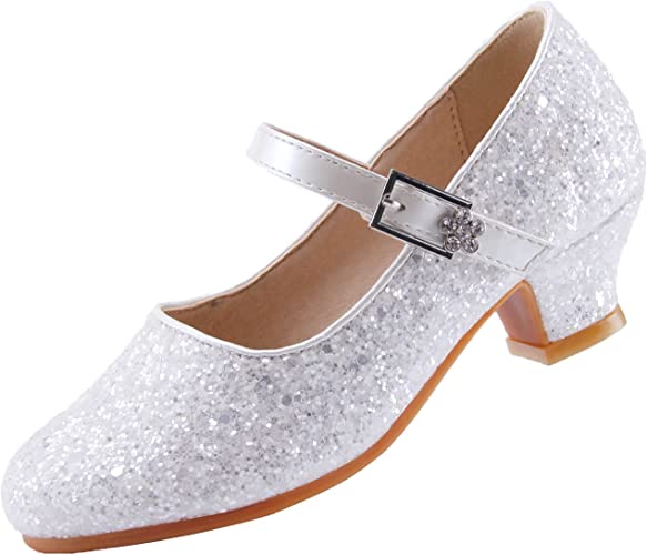 Photo 1 of EIGHT KM Girls High Heel Dress Shoes Mary Jane Princess Wedding Party Pump Sparkle Glitter Shoes for Kids Toddler
, SIZE 