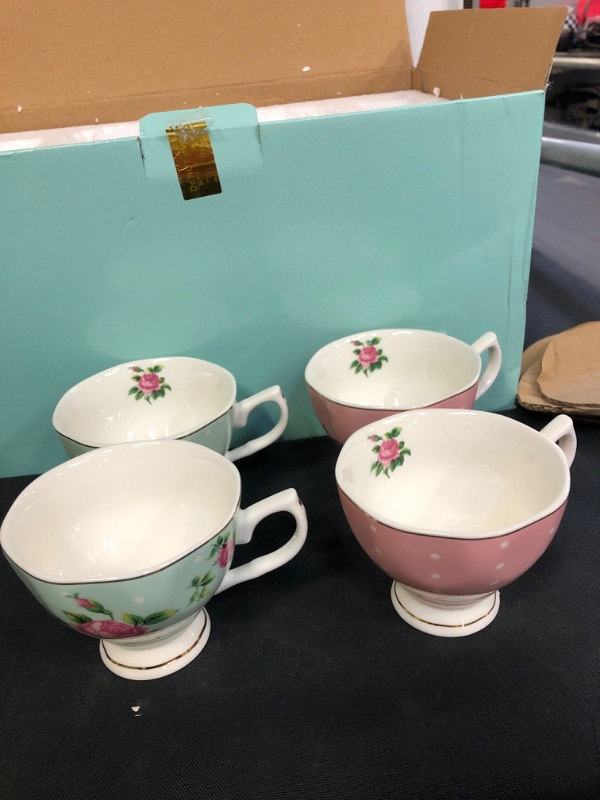 Photo 3 of BTäT- Multicolor Floral Tea Cups and Saucers (set of 8)
