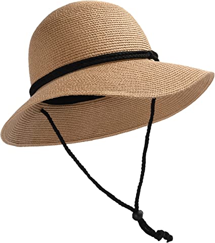 Photo 1 of FURTALK Womens Wide Brim Sun Hat with Wind Lanyard UPF Summer Straw Sun Hats for Women, SIZE M 