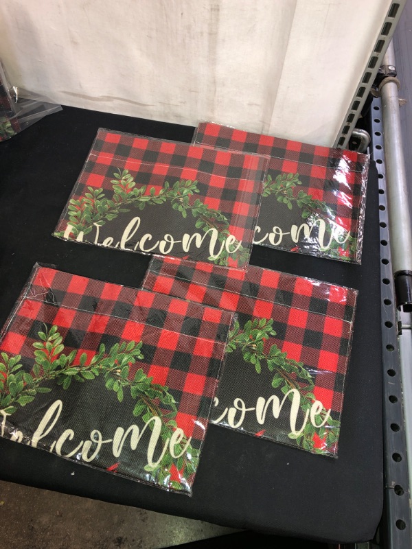 Photo 2 of Cardinal Christmas Garden Flag 12.5 x 18 Inch | Outdoor Christmas Decorations Wreath Welcome Garden Flag | Buffalo Check Plaid Winter Yard Flag Double Sided..., 4 count 