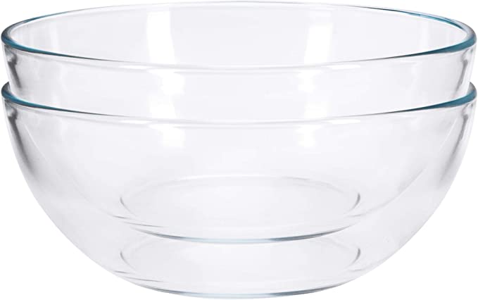 Photo 1 of 2PC 7" ROUND TEMPERED GLASS BOWLS 