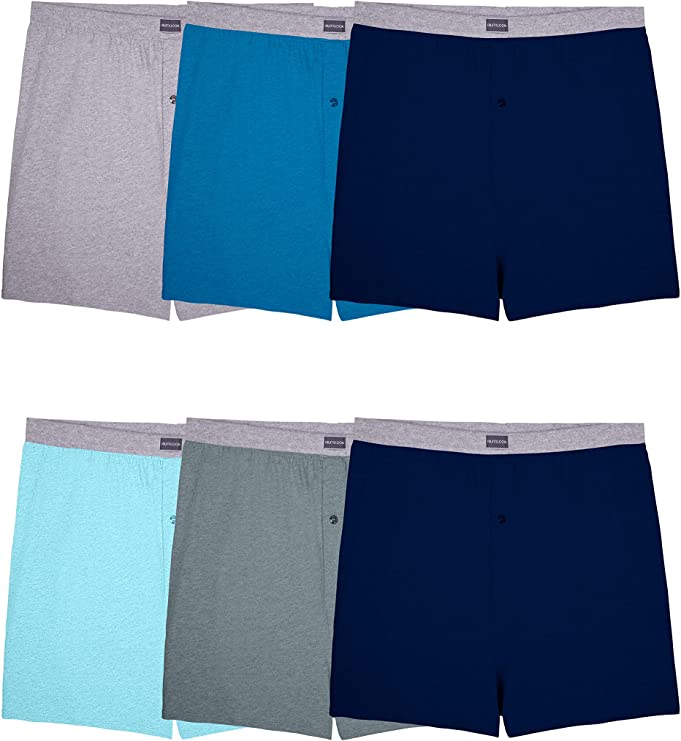 Photo 1 of Fruit of the Loom Men's Tag-Free Boxer Shorts (Knit & Woven) 6PC, colors may vary 
, SIZE S 
