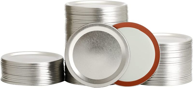 Photo 1 of [50 Count] Canning Lids Regular Mouth - 70mm?2.75in?, Mason Jar Lids with Silicone Seals,Leak Proof Split-type Lids
