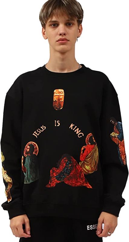 Photo 1 of Jesus is King Sweatshirts Jamaica Hip Hop Rapper Graphic Letter Print Long Sleeve Hoodie
, SIZE S 