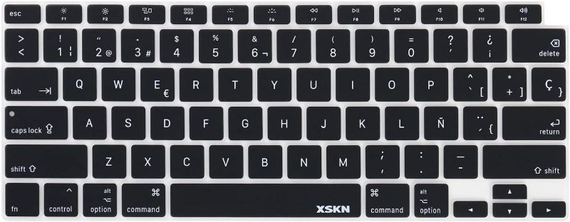 Photo 1 of XSKN Shortcuts and Language Series Silicone Keyboard Cover Skin Compatible with 2020 Released New MacBook Air 13.3 inch A2179 A2337 M1 Chip with Touch ID (US Version Spanish Black)
