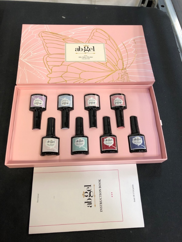 Photo 2 of ab gel UV Gel Nail Polish Kit 8 Colors Gift Set,Natural Bare Collection Soak Off LED Lamp Nail Polish Set Classic Series Nail Art Color Purple Pastel Blue Green Red Nude Glitter Pink Manicure Kit
