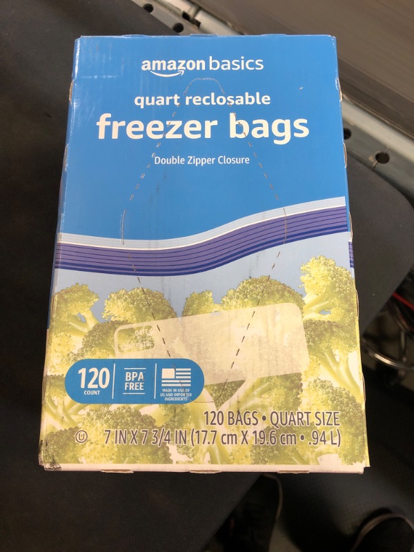 Photo 2 of Amazon Basics Freezer Quart Bags, 120 Count (Previously Solimo)
