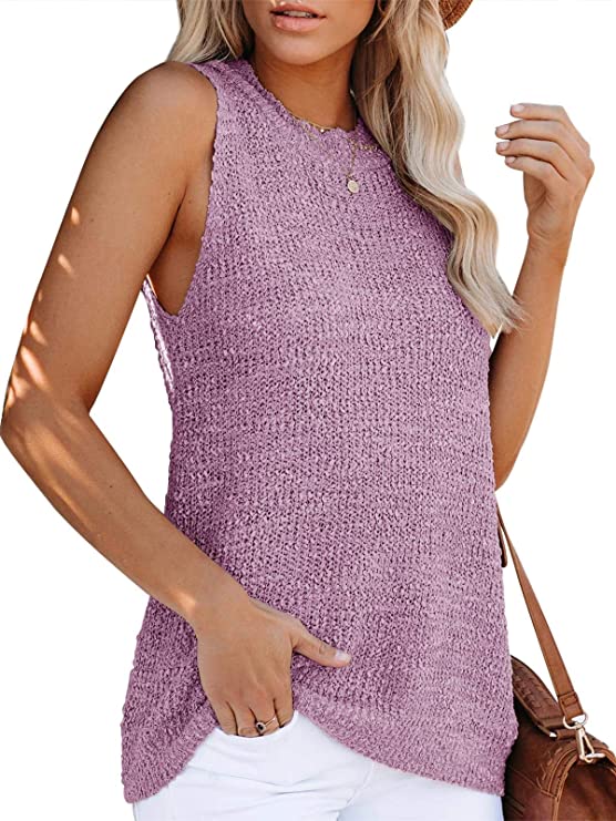 Photo 1 of FERBIA Women High Neck Tank Tops Sleeveless Cute Flowy Casual Tunic Summer Open Back Shirt Cami
, SIZE S 