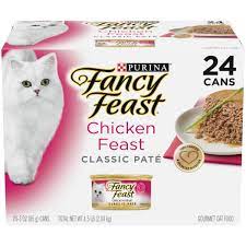 Photo 1 of (24 Pack) Fancy Feast Grain Free Pate Wet Cat Food, Classic Pate Chicken Feast, 3 oz. Pull-Top Cans Best By April 2023
