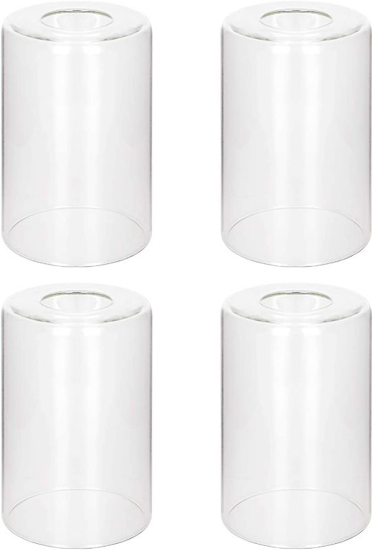 Photo 1 of 4 Pack Clear Glass Shade Clear Cylinder Glass Lamp Shade Height 5.5 inch, Diameter 3.54 inch, Fitter 1.65 inch High Transmittance Lampshade Light fixtures replacement for Pendant Lights Chandelier
