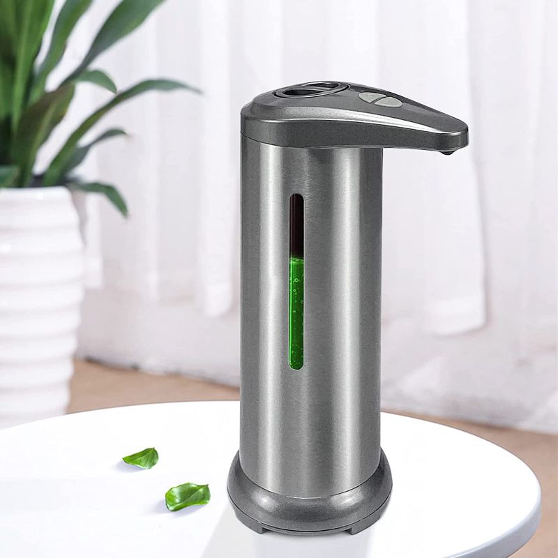 Photo 1 of Automatic Soap Dispenser, Touchless Infrared Motion Sensor Hand Soap Dispenser, Waterproof Stainless Steel Auto Hand Sanitizer Liquid Dispenser for Bathroom Kitchen Hotel 9.5oz/280ml(Stainless Steel)

