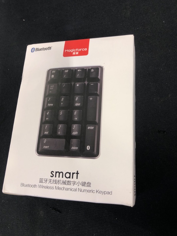 Photo 2 of Mechanical Numeric Keypad Wireless Bluetooth Keypad Cherry MX Red Switch 21 Keys Mini Numpad Portable Keypad Extended Layout Magicforce by Qisan for for Financial Cashier Securities-Black