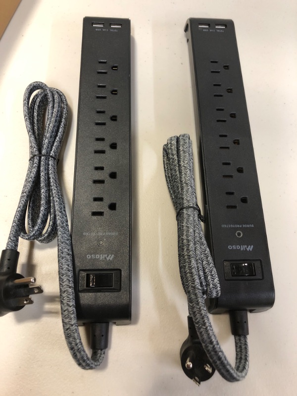 Photo 2 of 2 Pack Surge Protector Power Strip with 6 Outlets 2 USB Ports