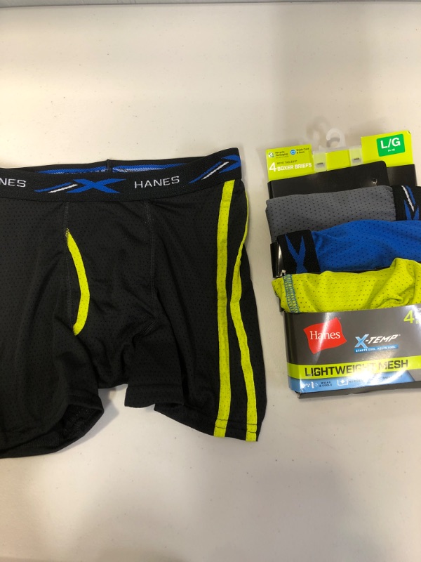 Photo 2 of Hanes Boys' X-Temp Breathable Mesh Boxer Brief 4-Pack,, Assorted, Size Large boy 14-16