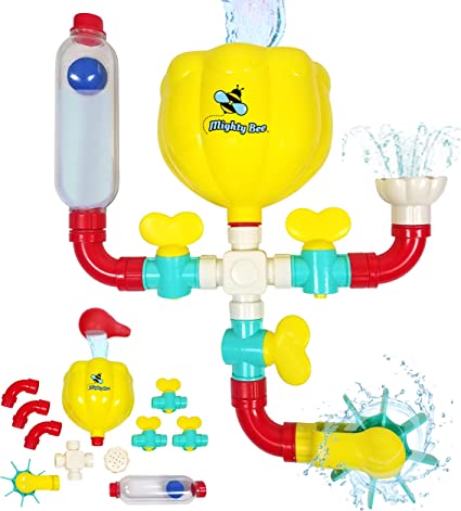 Photo 1 of MightyBee Bath Toy - Toddler Bath Toys for Kids Ages 4-8, Engaging STEM Bathtub Toys - Original Pipes N Valves Set - 12 Pieces
