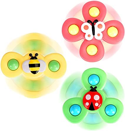 Photo 1 of 3PCS Suction cup spinner toys for 1 2 Year old boys|Spinning top baby toys 12-18 months|First birthday baby gifts for 1 Year old girls|Sensory toys for toddlers 1-3