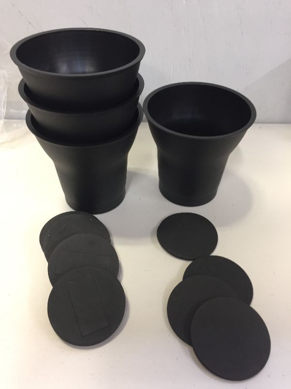 Photo 1 of black plastic pots 4 pieces with foam adhesives