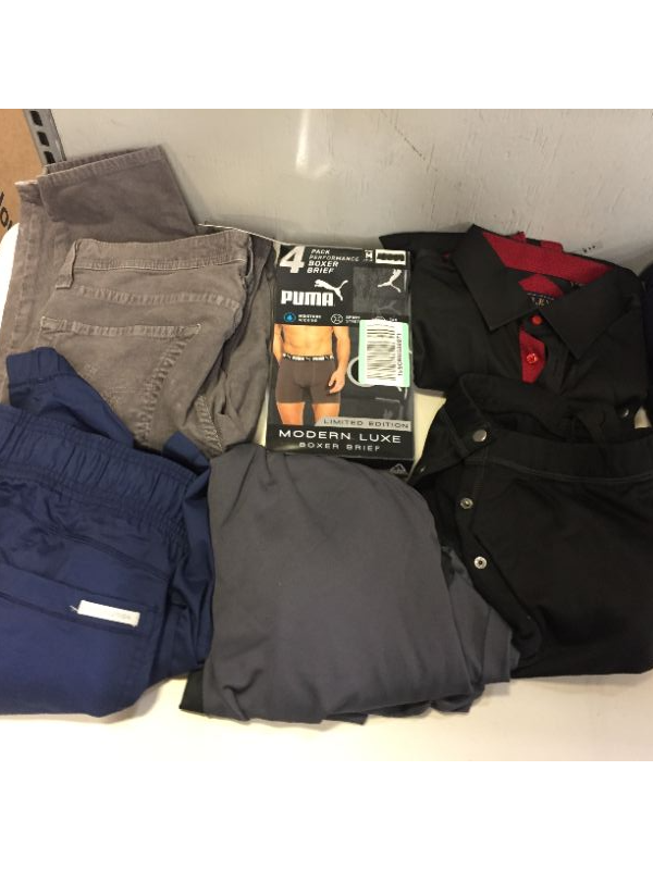 Photo 2 of box lot misc clothing primarily men's various sizes as is