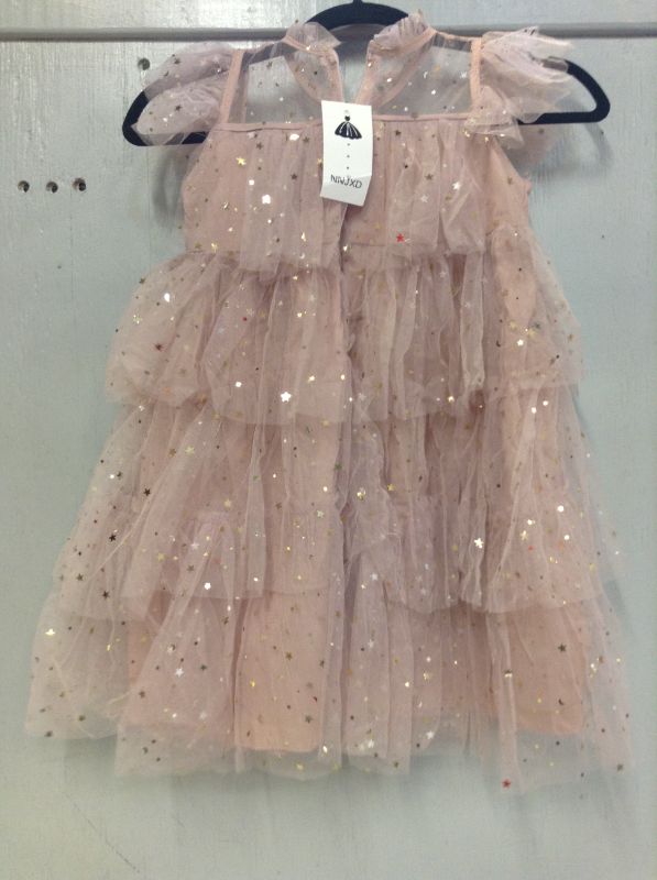 Photo 2 of  Girls Embroidered Lace Sleeveless Tulle Flower Princess Party Dresses Back Bow--SIZE 5---EUROPEAN SIZE 140