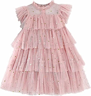 Photo 1 of  Girls Embroidered Lace Sleeveless Tulle Flower Princess Party Dresses Back Bow--SIZE 5---EUROPEAN SIZE 140