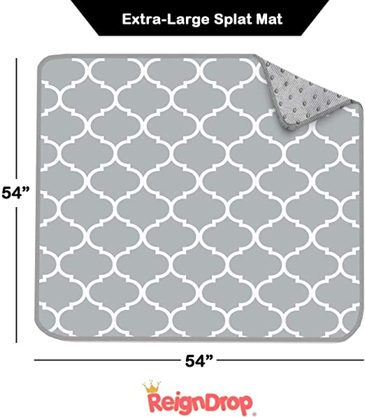 Photo 1 of 54" Large ReignDrop Splat Mat for High Chair, Play Mat, Picnic, Art and Crafts for Baby, Kids, Non Slip, Waterproof, Washable, Portable, Durable, Reusable Splash, Spill Mat for Pet Litter (Lattice)