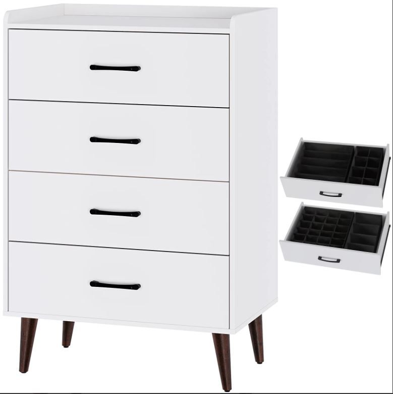 Photo 1 of Greenstell 4 Drawer Chest with 4 Set Foldable Drawer Dividers, Dresser with Anti-Tipping
