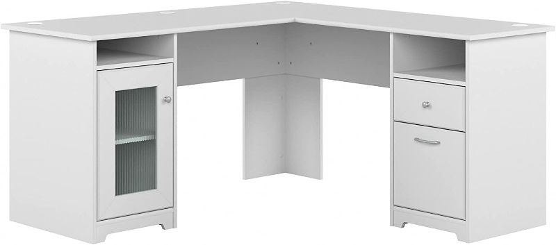 Photo 1 of Bush Furniture Cabot 60W L Shaped Computer Desk in White
